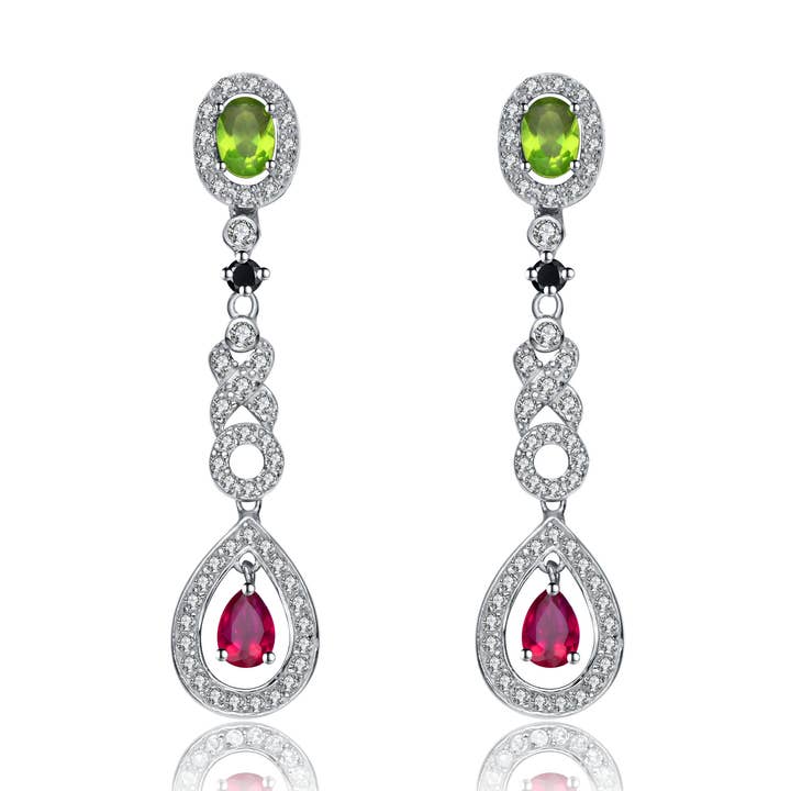 CZ, LIME RUBY OVAL DROP EARRINGS(1429-) for wholesale by Genevive