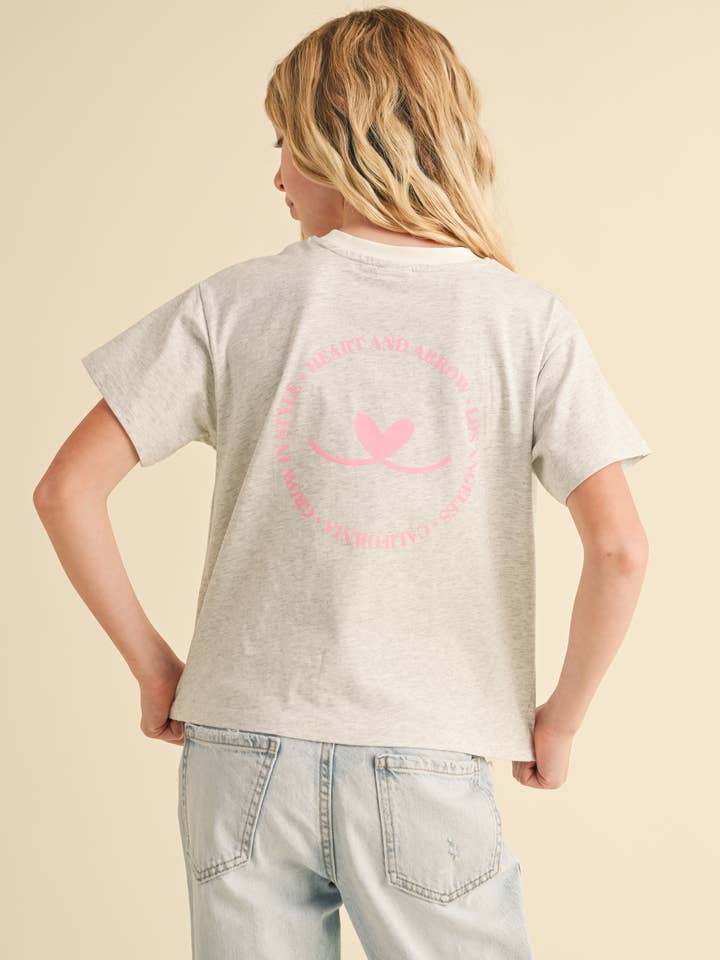 heart and arrow - Wholesale Screen Printed T-Shirt - Kids - TWEEN GIRLS KIDS BOXY SCREEN TOP (7-14)