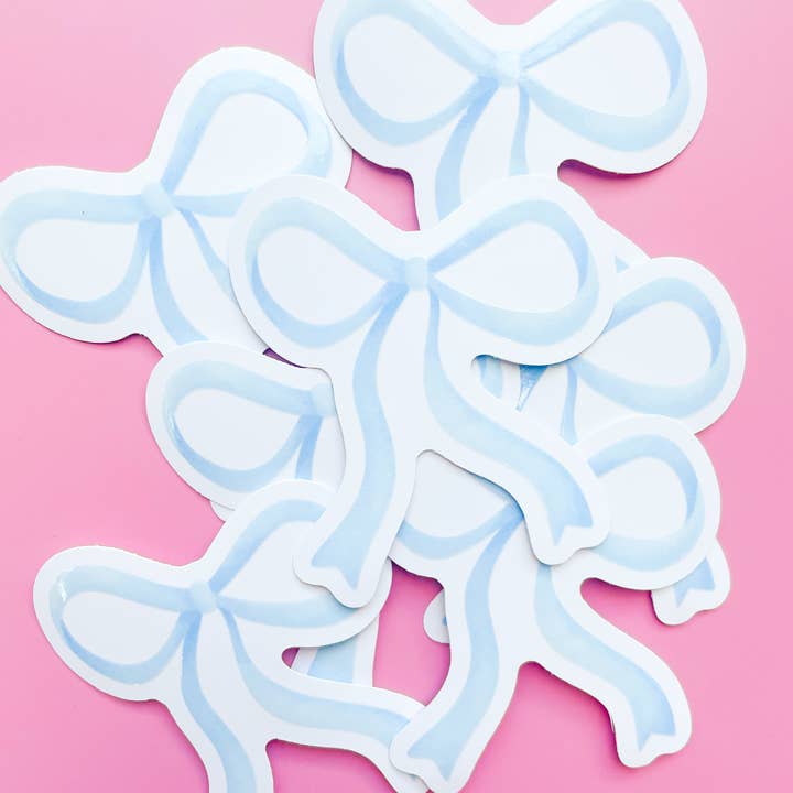 Rock Paper Scissors - Wholesale Sticker - Watercolor Blue Bow Sticker