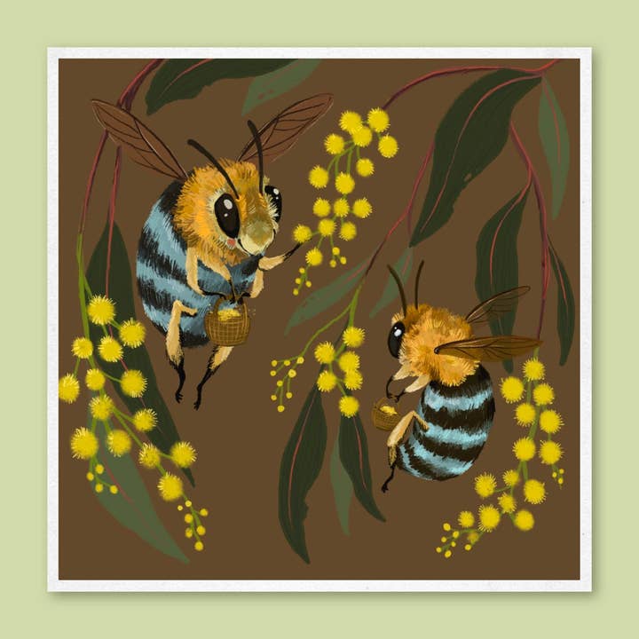 Art Print - Blue-banded Bees for wholesale by Anna Seed Art