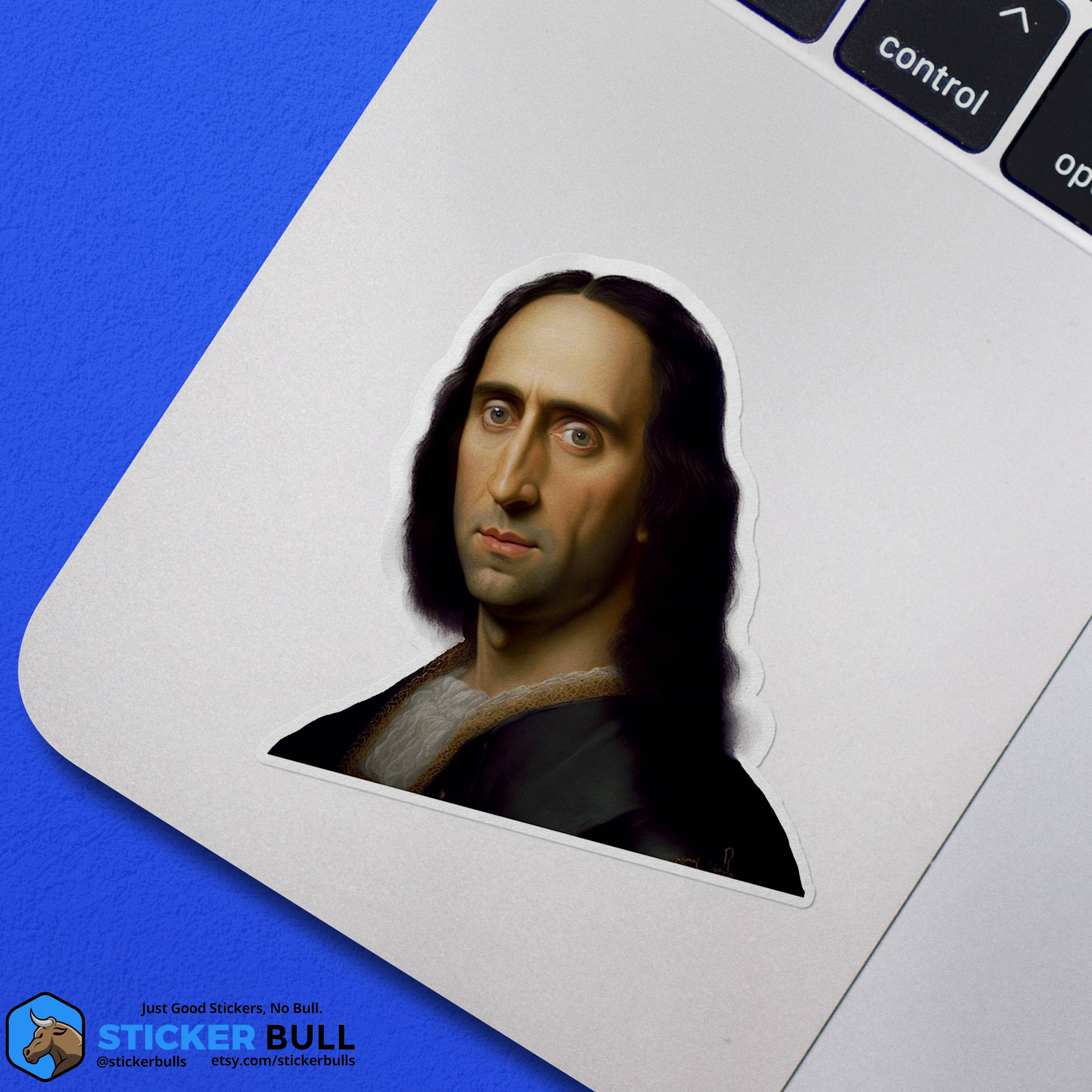 Sticker Bull – Engroshandel Klistermærke – Mona Lisa Nicolas Cage „Mona Cage“ Meme klistermærke, vandtæt5