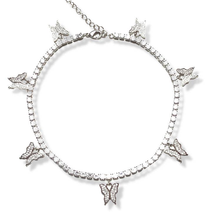 Dainty Butterfly Tennis Anklet for wholesale by Milli London