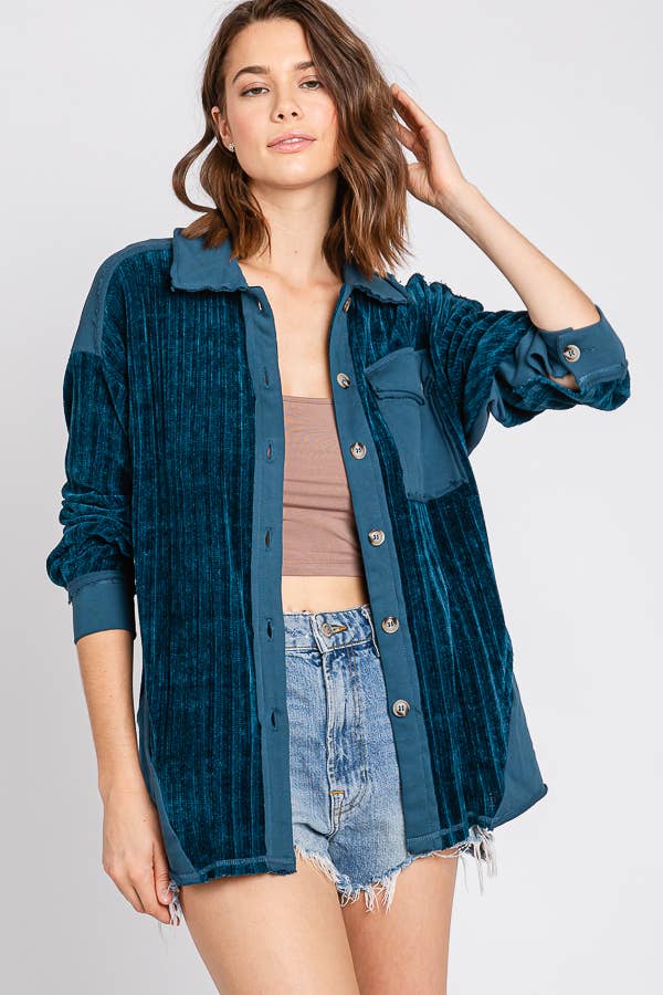 ELLEBORN – wholesale Skjortjacka/jackett – Dam – RIBBAD KNAPP NER SCHACKET 3224T9