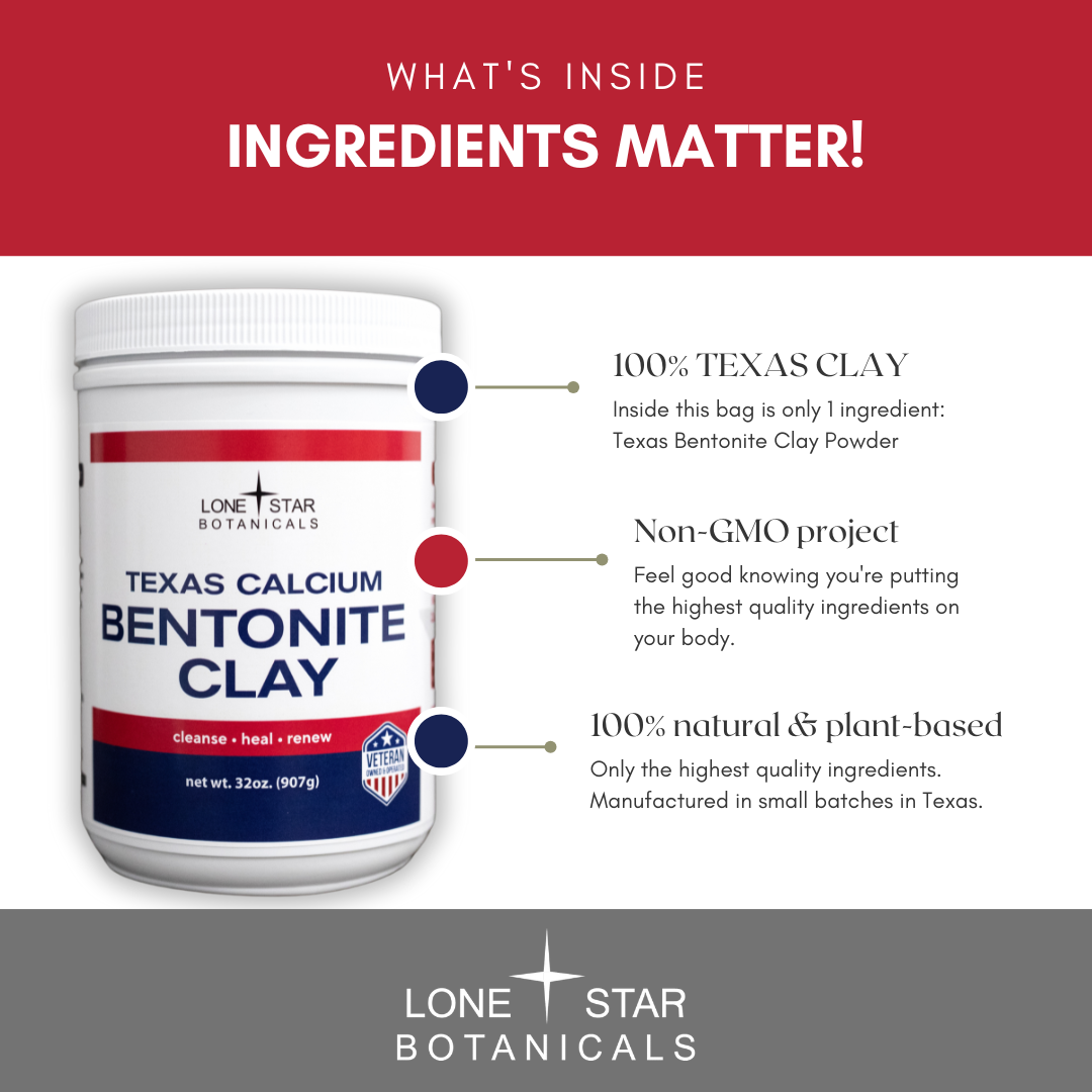 Lone Star Botanicals - Wholesale Protein/superfood powder - TEXAS Bentonite Clay Powder - 2lb Jar1