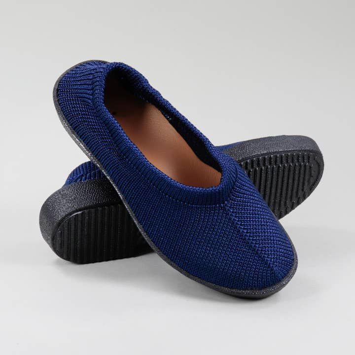 GINOVA - Wholesale Flats - Women's - Blue Comfort Shoes with Knitted Mesh Upper2