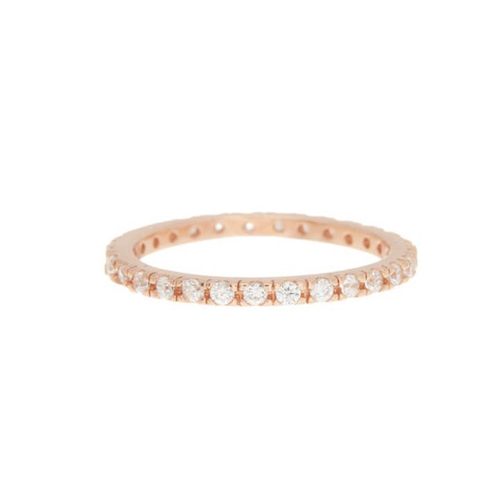 Anillo Crystal Eternity Band, oro rosa y plata para venta al por mayor de Adornia