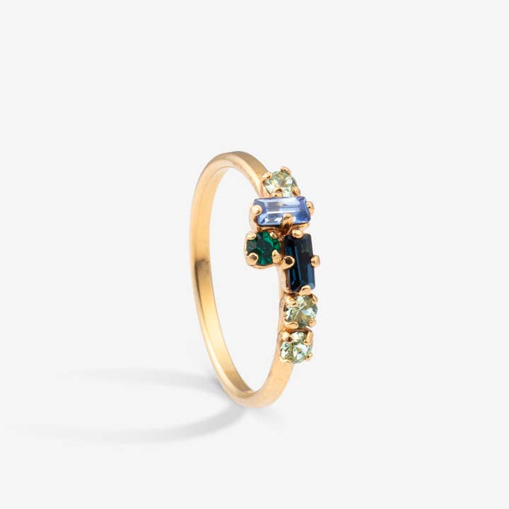 April Please - Wholesale Multi-Stone Ring - ULYSSE gold-plated stone ring