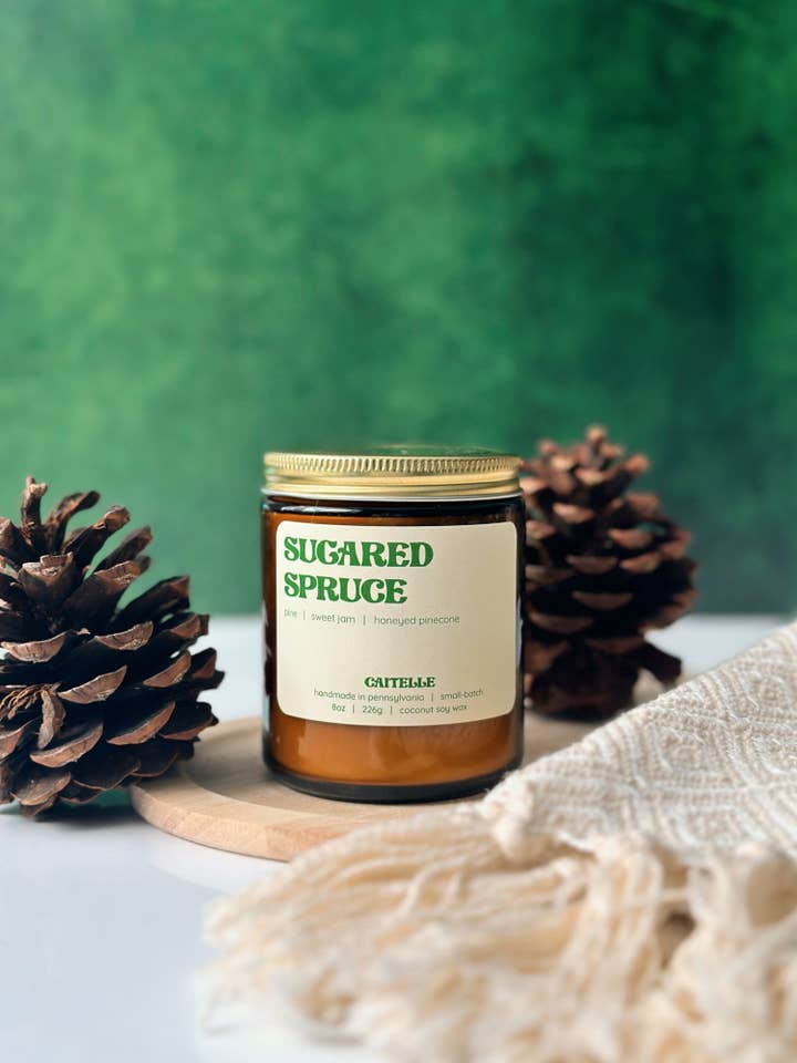 Sugared Spruce Coconut Soy Wax Candle for wholesale by Caitelle
