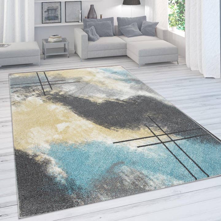Designer Rug For Living Room, Pastel Colours, Colour Gradients, Abstract In Yellow for wholesale by Paco Home