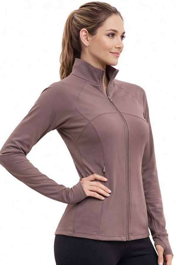 Color 5 - Wholesale Athletic Jacket - Women's - Premium solid color active wear  define jacket with pockets8