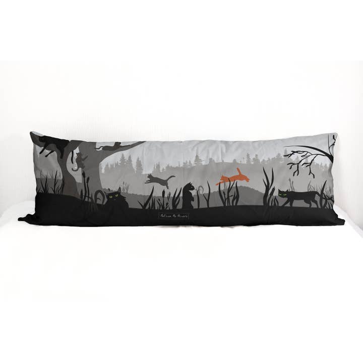 Cat Body pillow case 20 x 54, Book nook pillow, Halloween for wholesale by Polina Po Prints