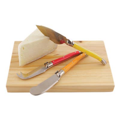 TRUE - Wholesale Cheese Spreader - Sunnyside 8" Pine Wood Cheese Board & Knives Set - Set of 4