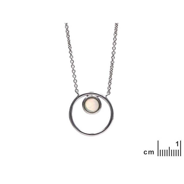 Round white opal necklace, sterling silver, length 42 + 3 cm for wholesale on Faire1
