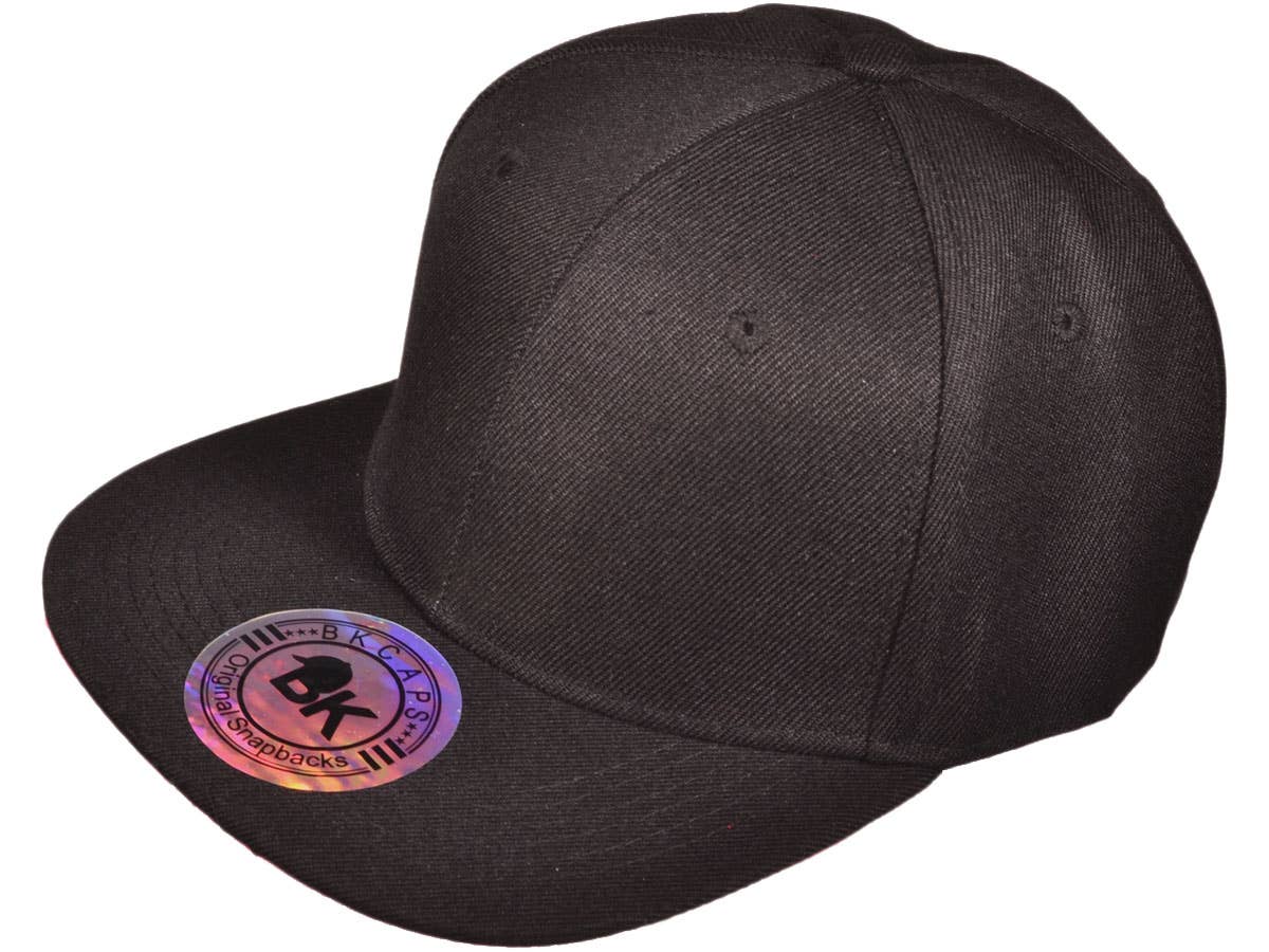 Buck Wholesale - Wholesale Flat Brim Cap - Unisex - Blank Snapback Hats - BK Caps Flat Bill Plain Vintage13