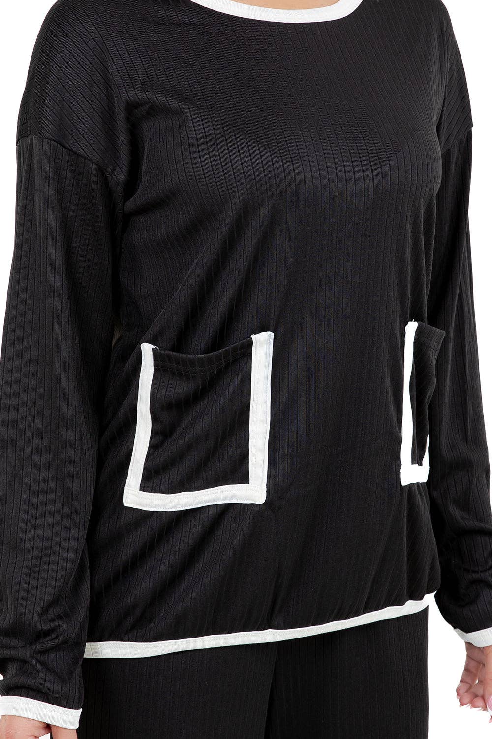 Black WOMEN FASHION TWO PIECE CASUAL PANT SET for wholesale on Faire4