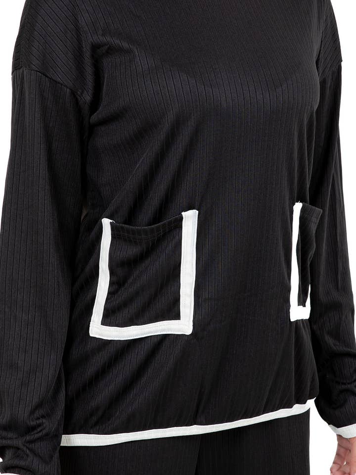 Negro CONJUNTO CASUAL DE DOS PIEZAS DE PANTALÓN PARA MUJERES de venta al por mayor en Faire4