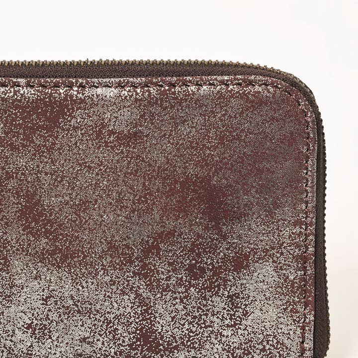 LS Western - Wholesale Wallet – Women's - ADBGZ776 Western Metallic Distressed Leather Wallet - Silver-Foiled Zip Clutch2