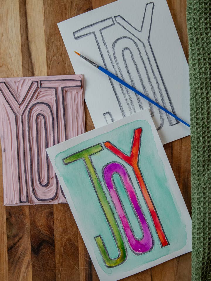 Kit per Carte d'Arte Acquerello Fai-da-Te 5X7 JOY per la vendita all'ingrosso da parte di Ashes & Arbor