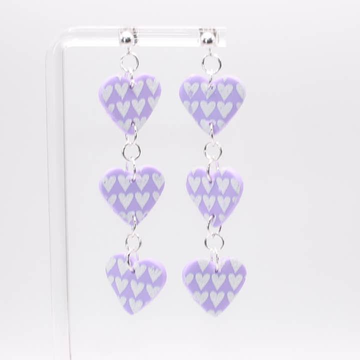 3 Heart Printed Heart Statement Sterling Silver Ball Stud for wholesale by Abby’s Art Atelier