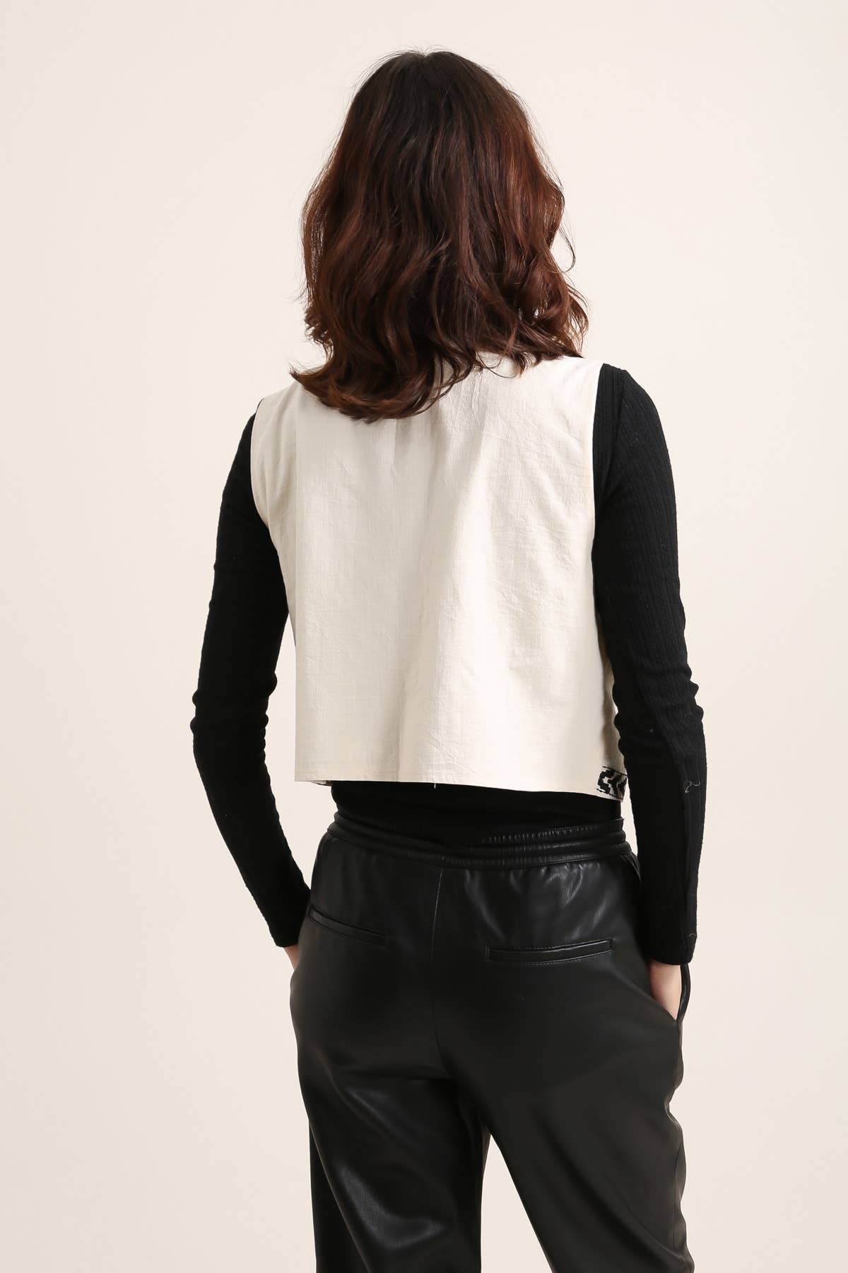 Black F9129 EMBROIDERED SLEEVELESS JACKET for wholesale on Faire3