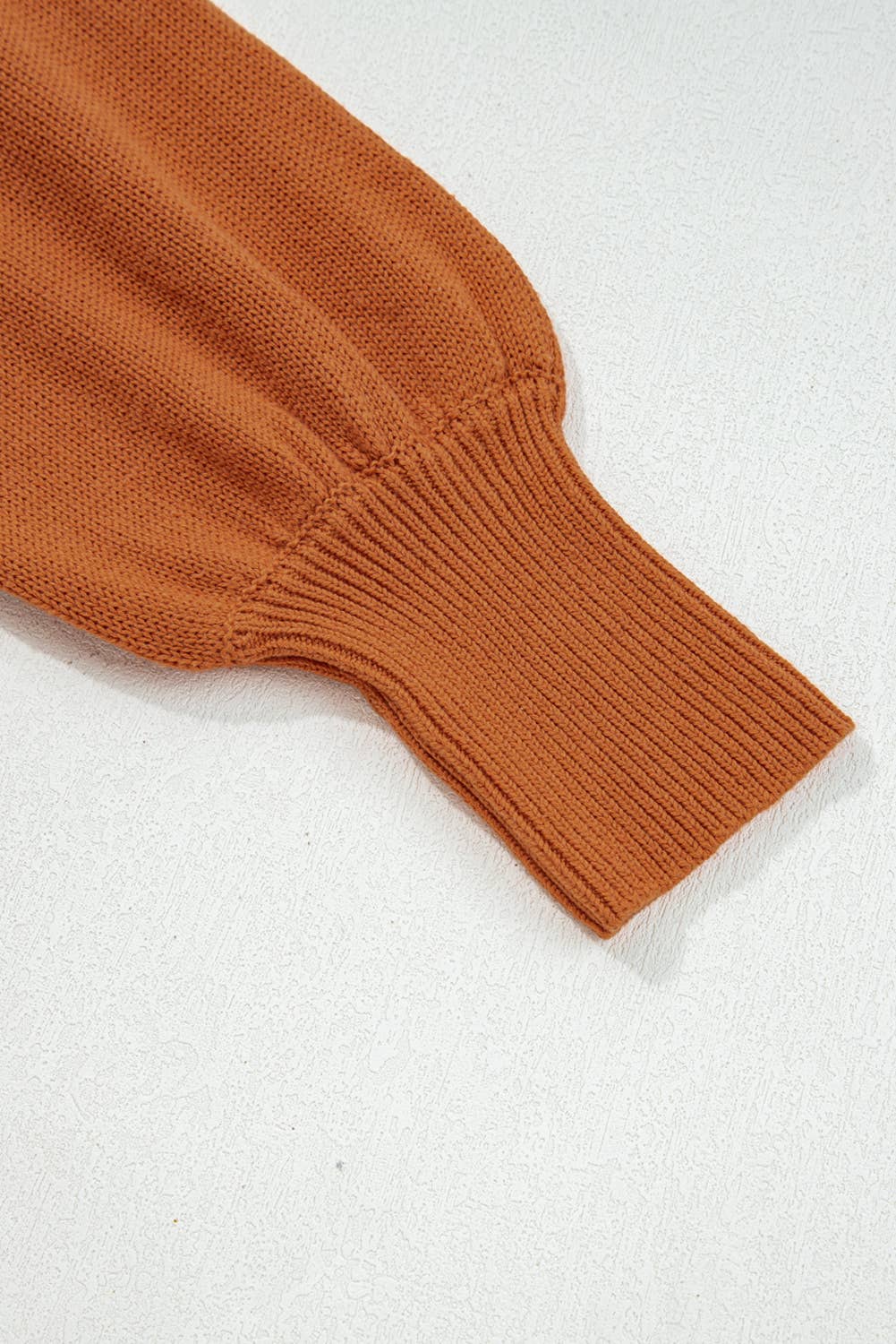 Marron Pull uni orange à épaules tombantes avec bordure côtelée (S-XL) en vente sur Faire5