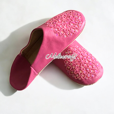 Melecraft – Engroshandel Slippers - Dame – Håndlavede marokkanske læder tøfler med broderi3