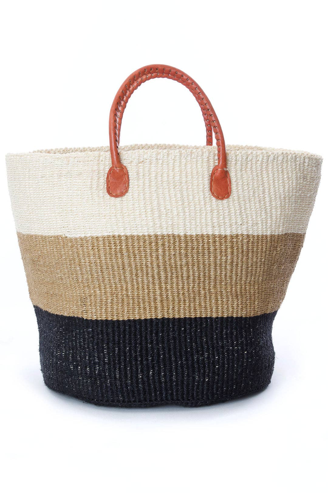 Swahili | AFRICAN MODERN - Wholesale Tote Bag - Women's - Ivory, Sand & Onyx Strata Tote with Leather Handles1