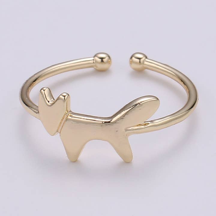 Anillo ajustable de oro 18K con diseño de zorro, anillo simple de animal abierto - 268 para venta al por mayor de Aim Eternal
