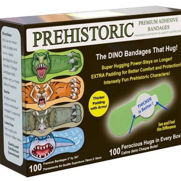 Hug-a-BooBoo - Wholesale Bandaids/Bandages - Kids & Baby - Hug-a-BooBoo PREHISTORIC "Hugging" Bandages 100ct Box1