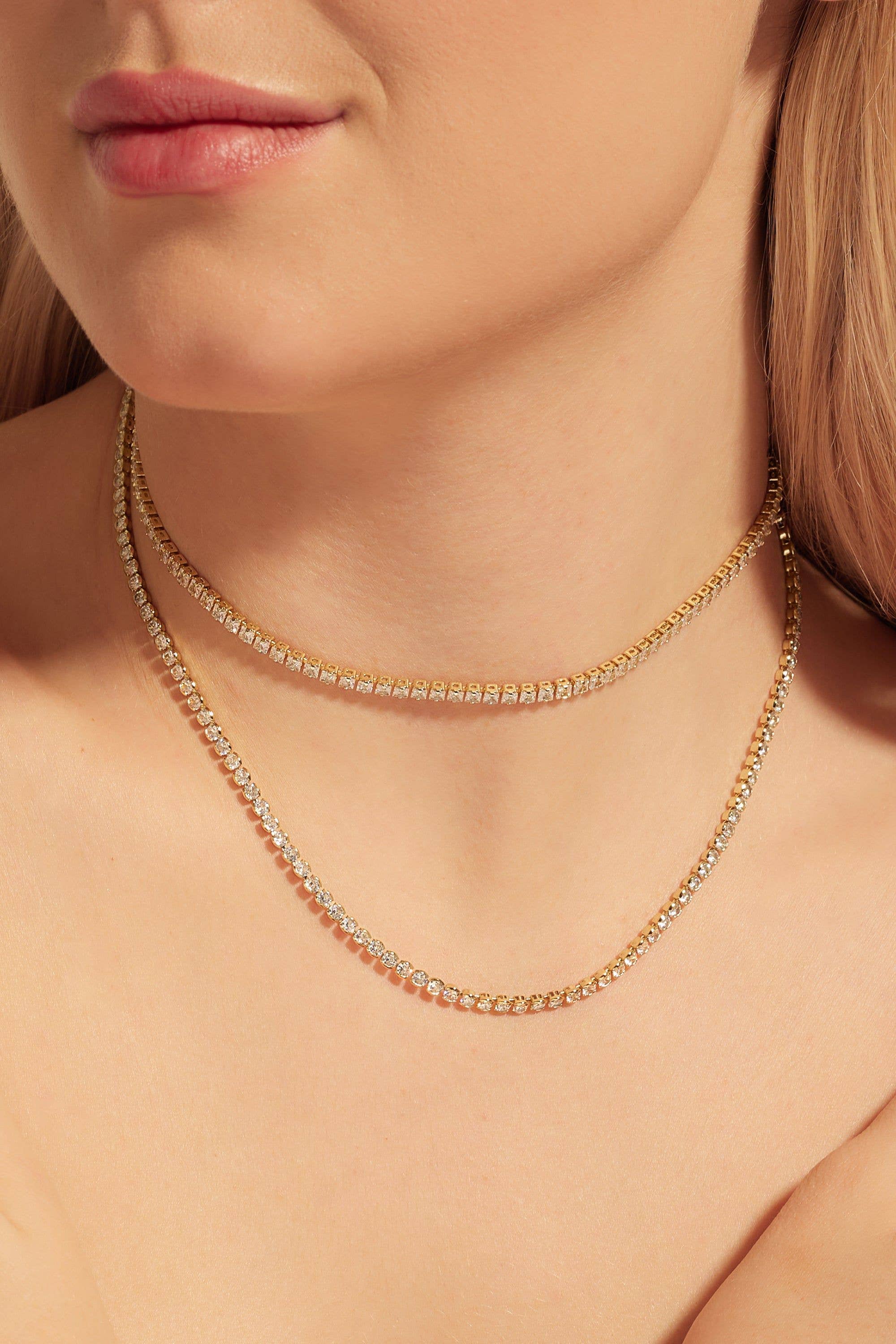 Banhado a ouro 14k Colar Quadrado de Ténis CZ para venda a revendedores na Faire1