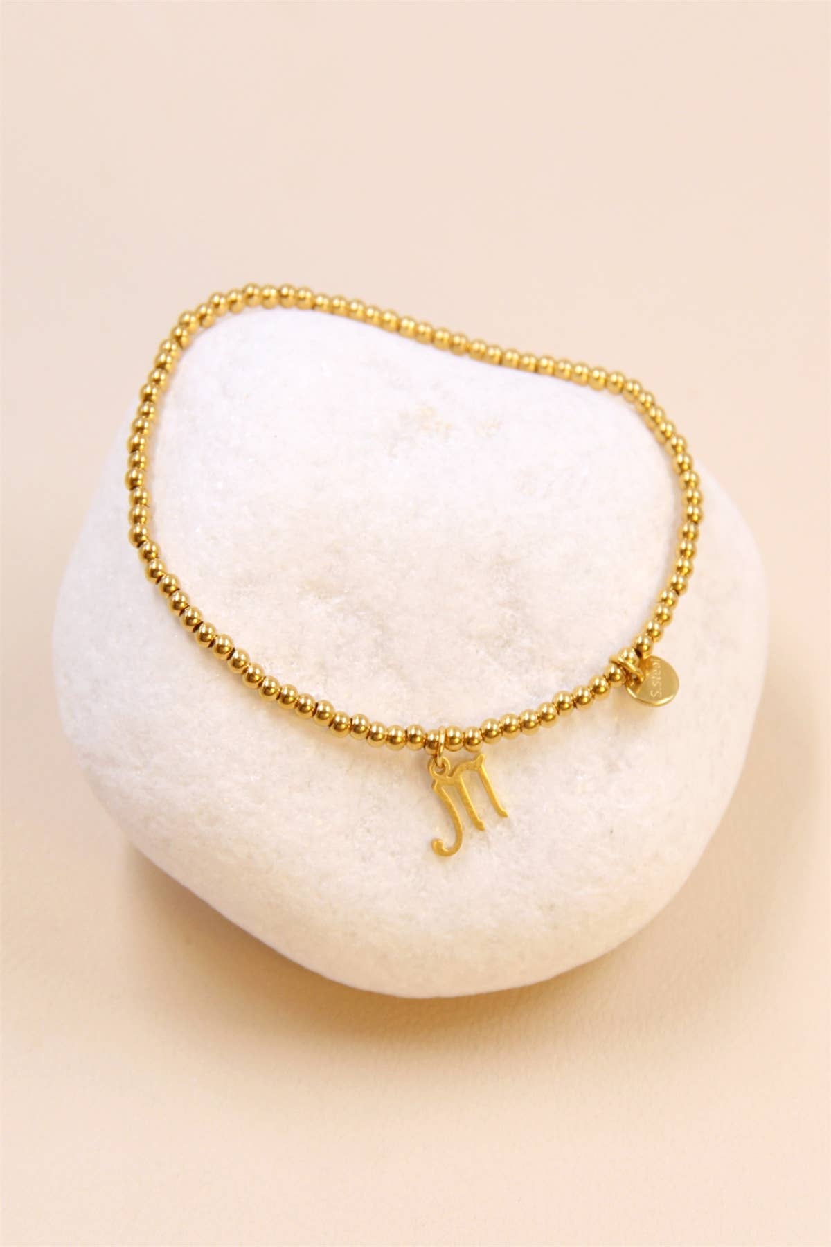 golden Stainless Steel Scorpio Zodiac Sign Bracelet for wholesale on Faire0