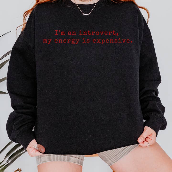 Jag är en introvert, min energi är dyr Minimalistisk Rundhalsad Tröja för wholesale av Apparel Crush