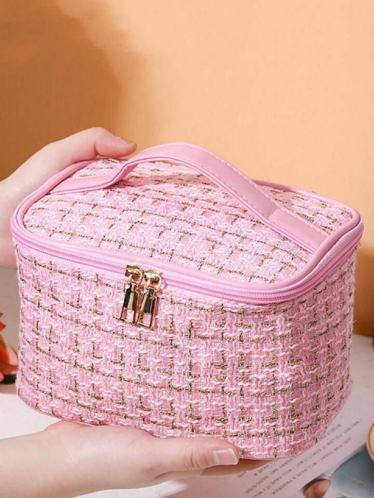 MiMi Wholesale - Wholesale Makeup/Cosmetic Bag - Tweed Double Zip Cosmetic Bag7