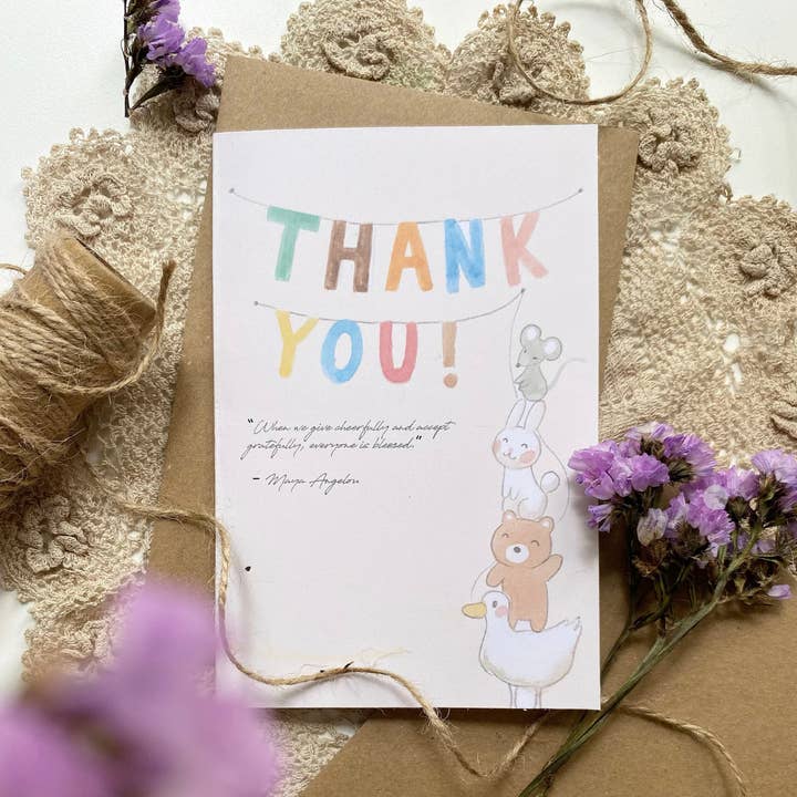 Be Cheerful and Thankful Thank you Card for wholesale by Vickyminiartstudio