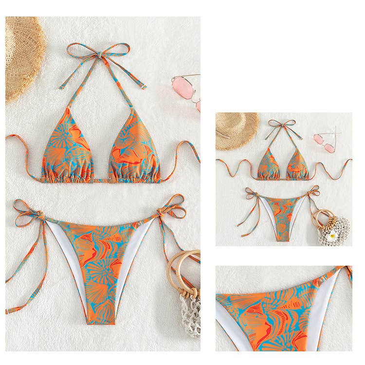 Sweetkama - Wholesale Two Piece Swimsuit - Women's - 2 Piece Flower Print Bikini Swimsuit8