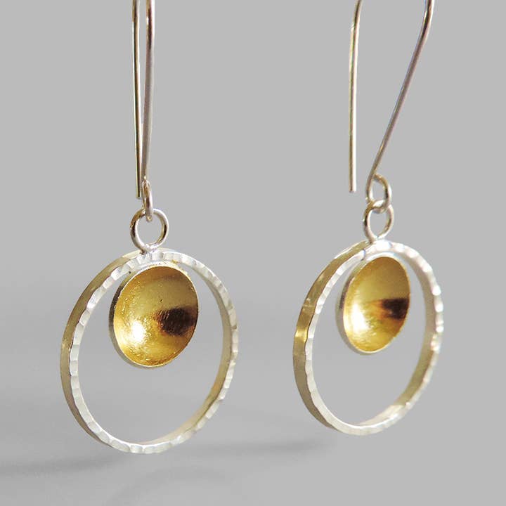 Bright simple mixed metal Goldie Hoop Earrings for wholesale by McKenzie Mendel Jewelry