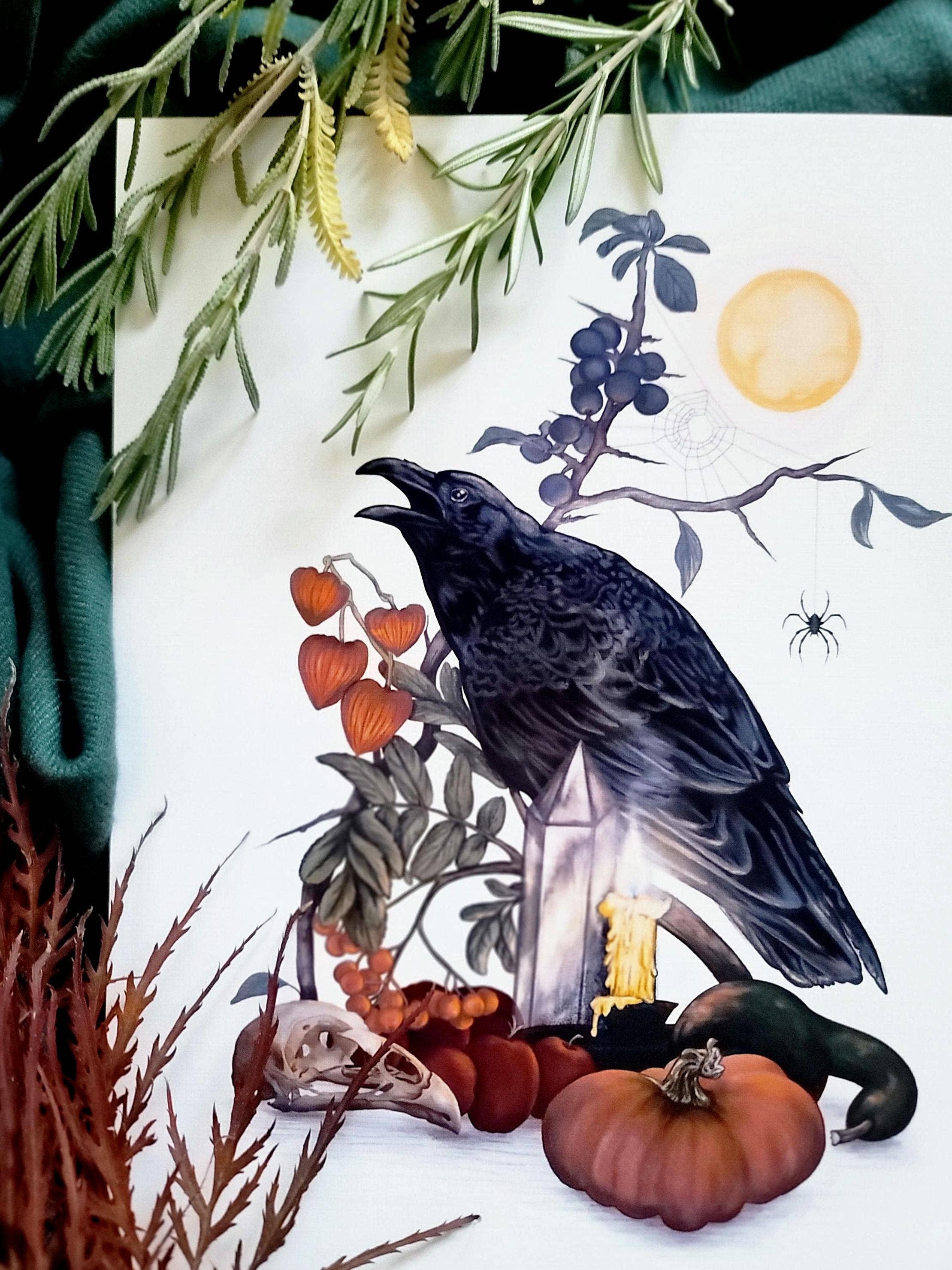 Black Moss Studio - Wholesale Art Print - Witchy Autumn Raven Art Print6