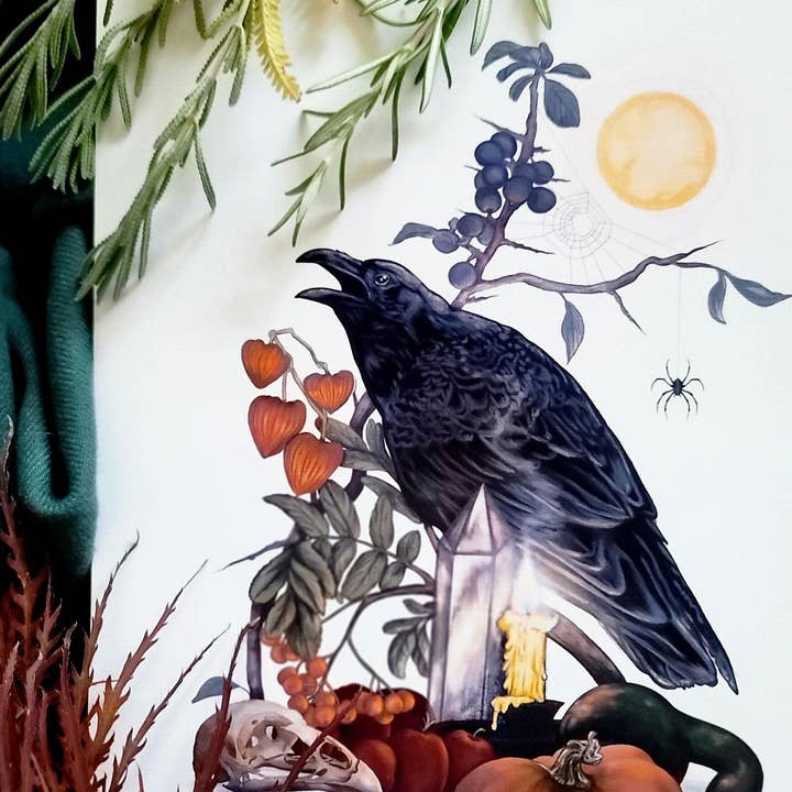 Black Moss Studio - Wholesale Art Print - Witchy Autumn Raven Art Print6