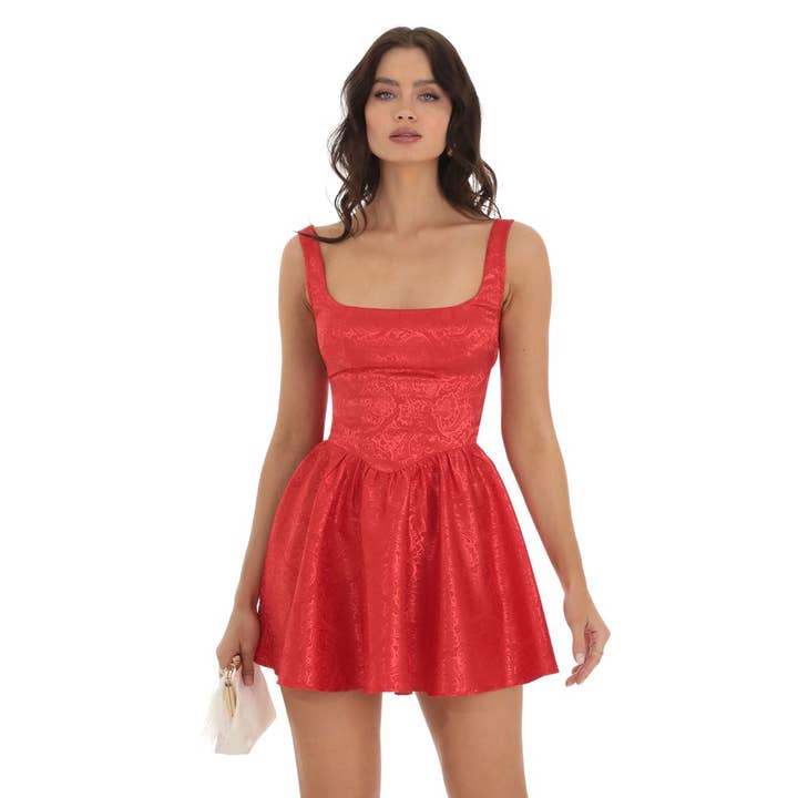 Vestido Jacquard Mini em Vermelho por atacado de Lucy In The Sky