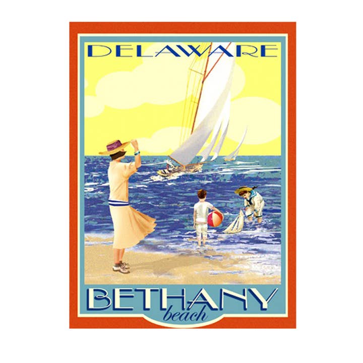 Bethany Beach Delaware Sailboat Art Poster for wholesale by Beach Town Posters