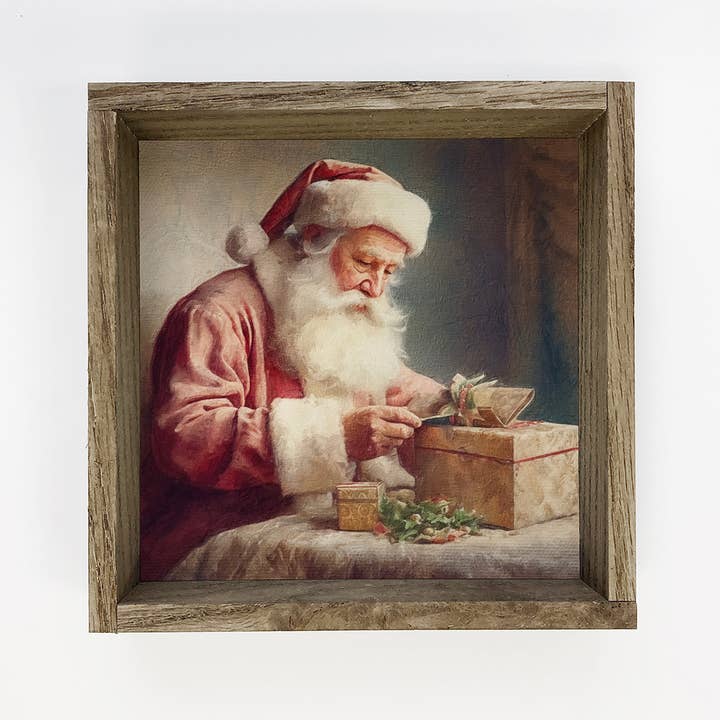 Hangout Home - Wholesale Wall Sign - Set of 8 Vintage Santa Art Framed Boxed Signs6