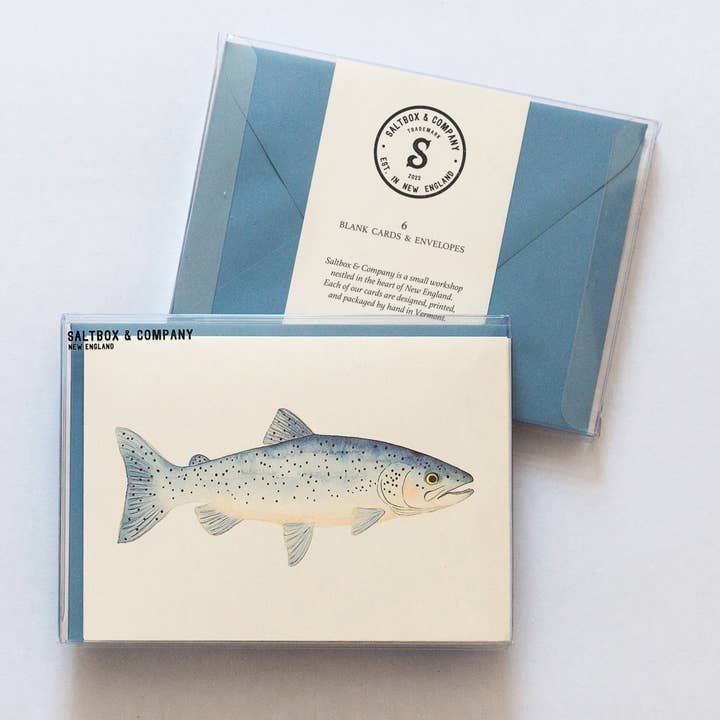 Blå öring - Låda med 6 kort för wholesale av Saltbox & Company