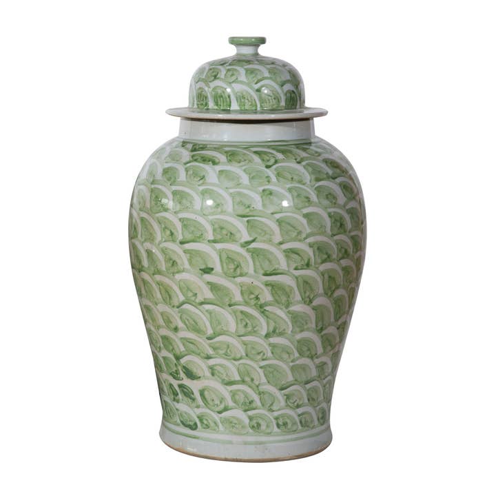 Legend Accents - Wholesale Decorative Jar - Mint Green Fish Scale Temple Jar Large