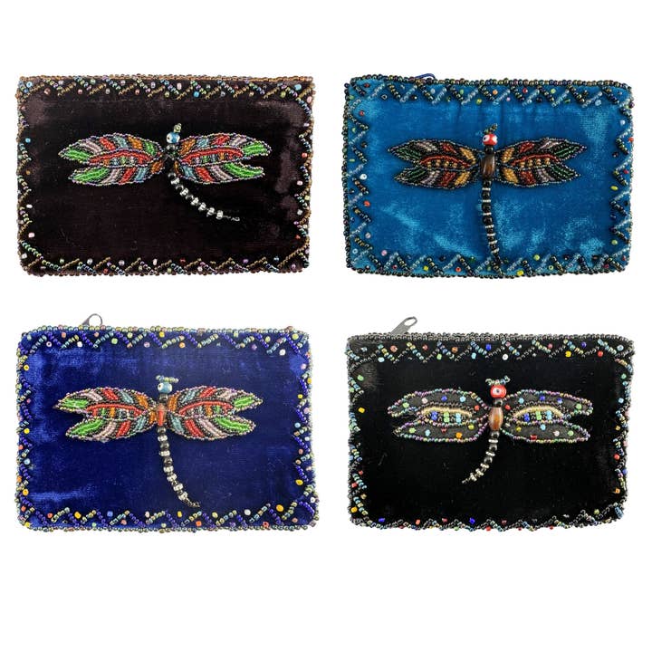 Random Color PC Dragonfly Rectangle Velvet Coin Purse V0701 for wholesale on Faire3