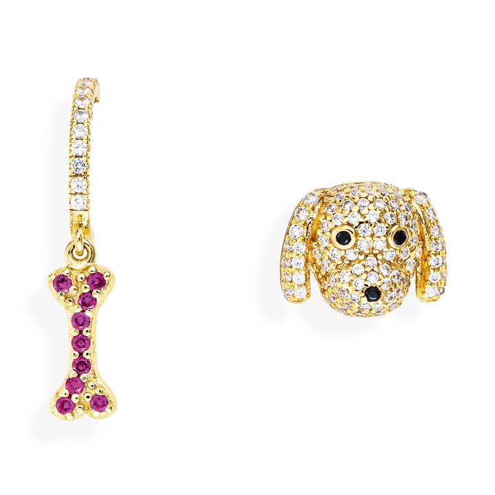 Dog And Bone Earrings In Sterling Silver for wholesale by Amen Gioielli