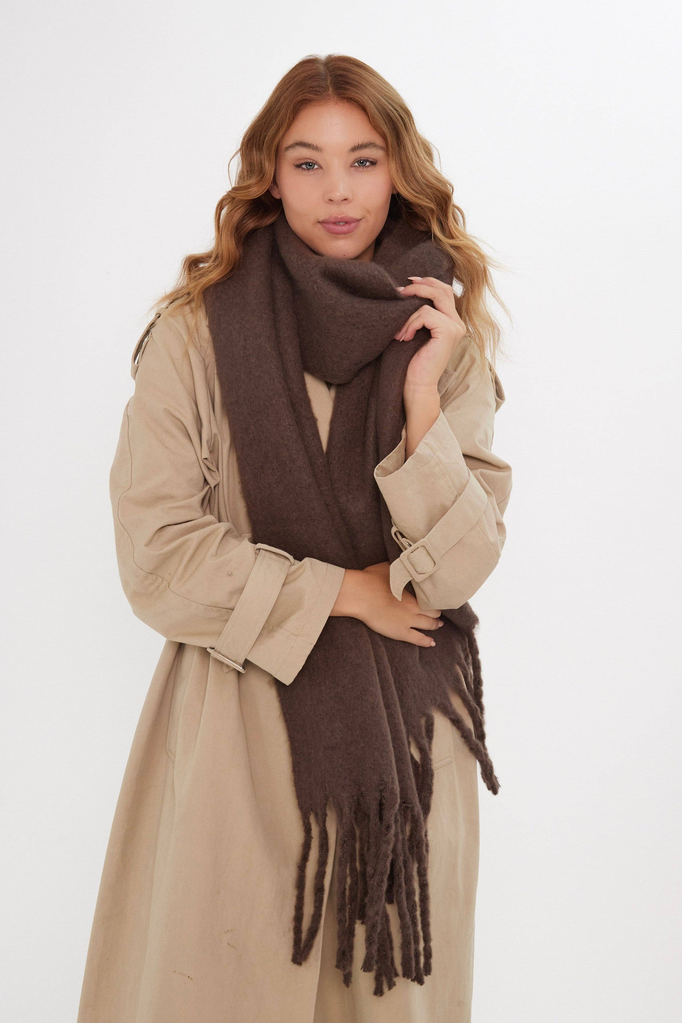 Oversized Chunky Blanket Scarf in Brown for wholesale on Faire3