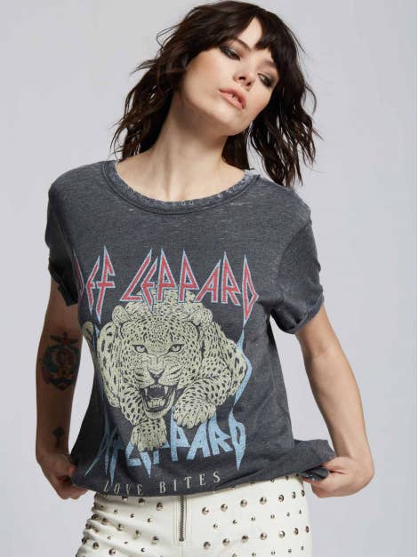 Vintage Black 301702 - 630 Def Leppard Love Bites Burnout Tee for wholesale on Faire