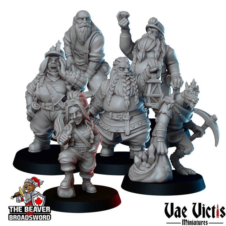 O Conjunto Mini dos Mineiros - Vae Victis | Anão | Goblin | Humano | Elfo | Aldeão | Pacote | Mineração | Aventureiro | Wargaming | Pathfinder por atacado de The Beaver and Broadsword