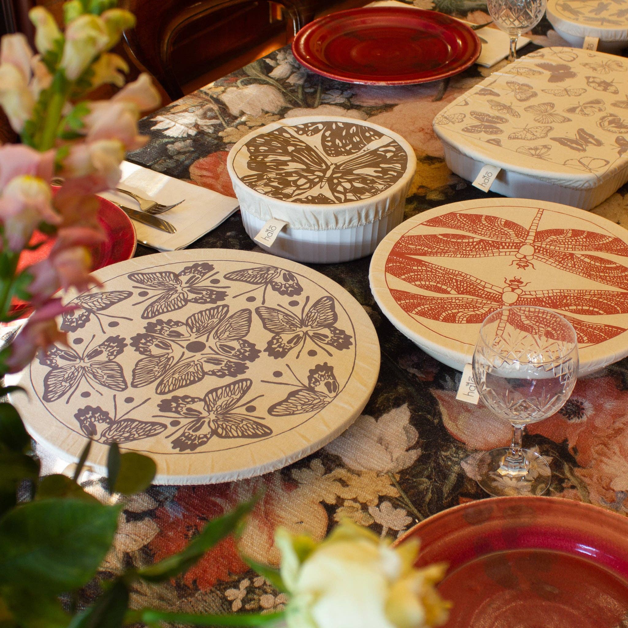 Halo Dish Covers - Wholesale Food Storage Wrap/Bag - Assortment Case Butterfly/Dragonfly:16pc Retail Value; $2802