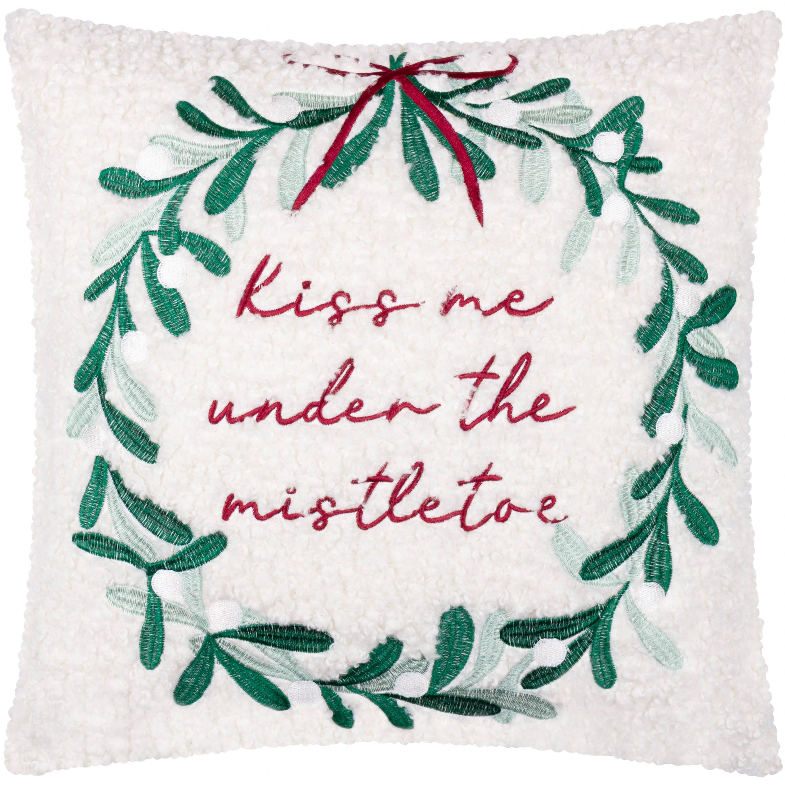 Multi Mistletoe Wreath Embroidered Cushion Multicolour for wholesale on Faire1